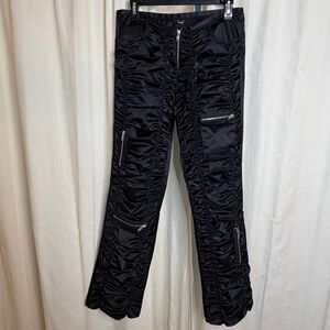 Seven7 Express Vintage Y2K LOW RISE black satin ruched cargo pants size 28